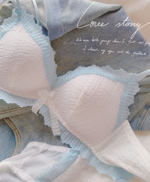 Small breasts push-up underwear for girls with beautiful backs, no rims, anti-sagging, flat-chested students, sexy bubble lace bra set