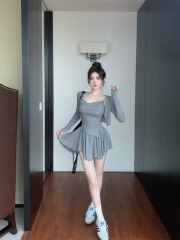 Real shot, real price, pure desire summer suit, women's sun protection cardigan, camisole top, pleated skirt three-piece set