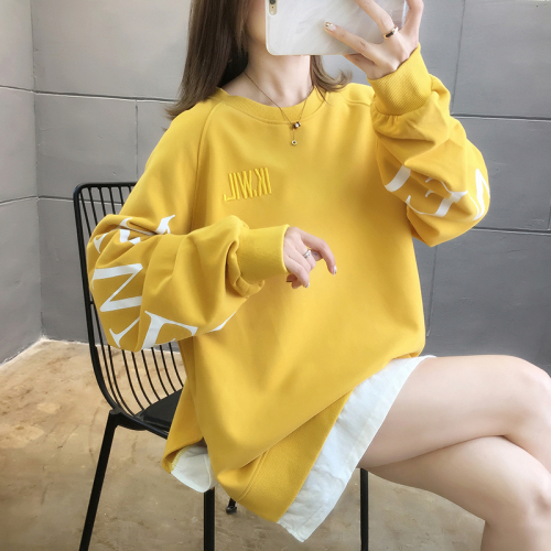 Official photo imitation cotton twill fish scale 2024 spring and autumn thin sweatshirt loose round neck jacket for women