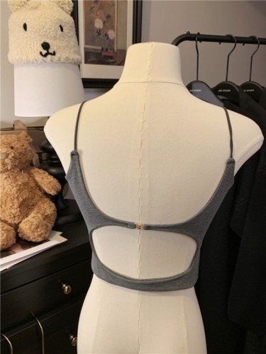 Actual shot ~ 2024 new summer sexy outerwear with breast padded vest top hot girl hollow beautiful back suspender