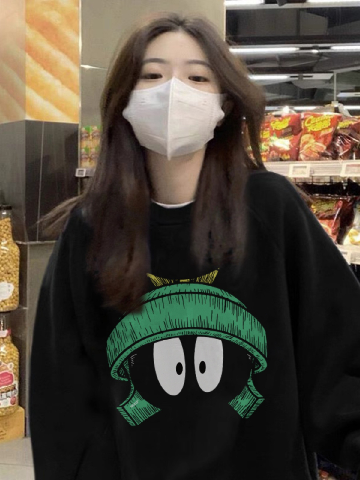 52010# Official picture Chinese cotton composite thin section 310g/plus velvet 410g autumn and winter sweatshirt women's printed large size