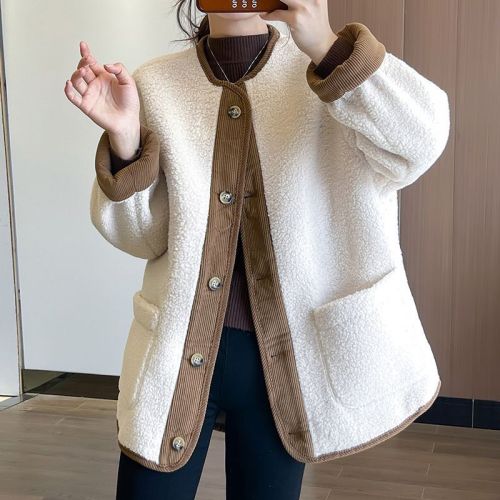 Lamb wool jacket women's new 2024 autumn and winter short style ladies retro high-end thickened baseball uniform top