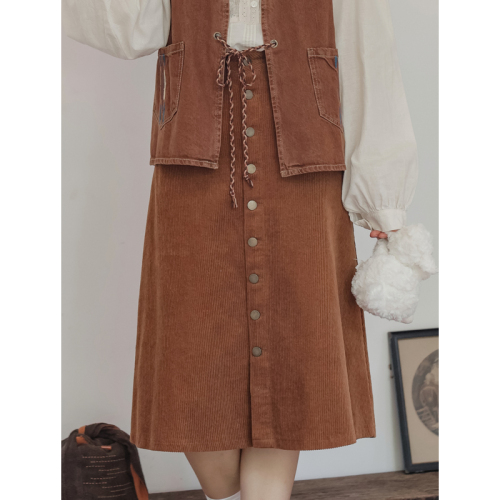 No less than 99 real shot autumn and winter slim A-line corduroy casual skirt