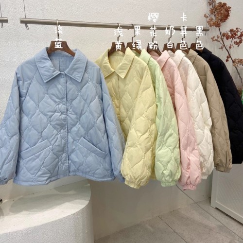 Dopamine color rhombus cotton coat women's new retro coat bread coat loose inner bottom lamb wool Korean version