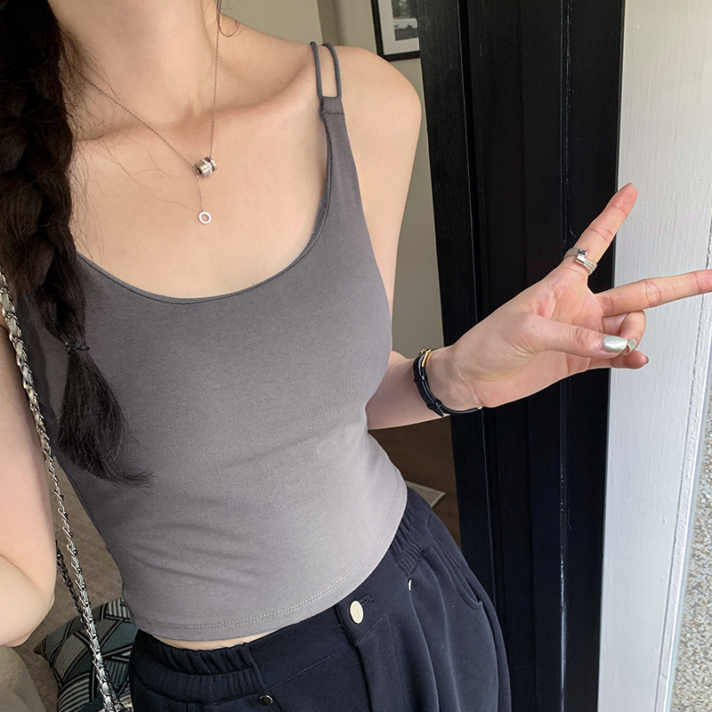 Actual pictures with breast pads and double shoulder straps, unique and beautiful small suspenders for women, summer 2024 new style tops for outer wear and inner wear