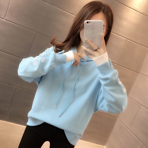 Official photo imitation cotton twill new chic design casual versatile hooded sweatshirt trendy