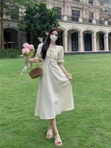 Real shot of retro gentle first love princess dress summer tea break French style elegant lady palace high-end dress