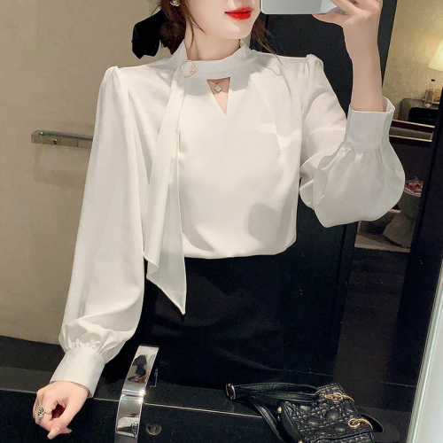 2024 new style chic design niche white shirt high-end French light mature style Korean top