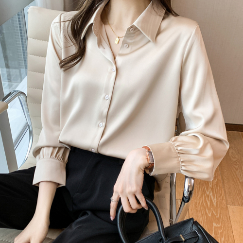 2024 Autumn Style Workplace Mature Style Women's Satin Tops Mercerized Shirts High-end Western-style Small Shirts as Base Layers