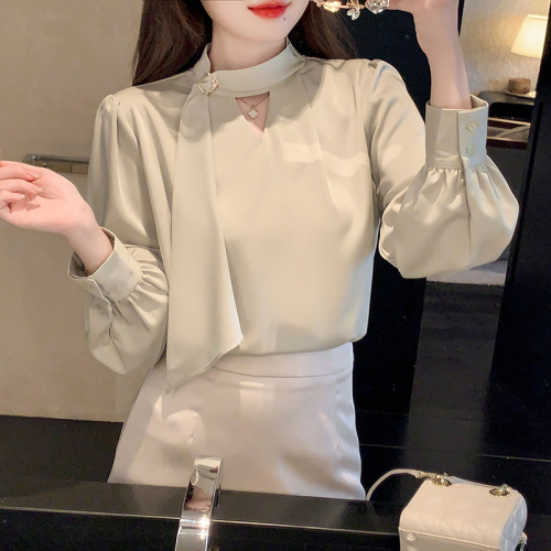 2024 new style chic design niche white shirt high-end French light mature style Korean top