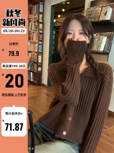 Maillard style soft waxy knitted cardigan 2024 spring new temperament design inner top for women