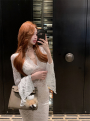 Photographed Lace Dress French Style Long Dress Bustier Skirt Bodycon Skirt Slimming Waist Skirt