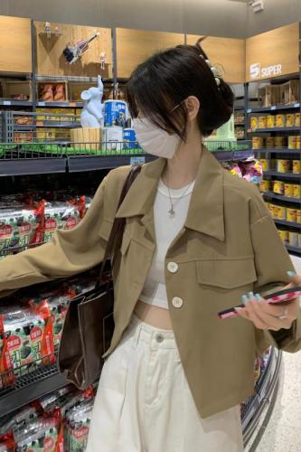 Actual shot of 2024 new Korean style work tops, fashionable solid color small suits, loose short coats for women