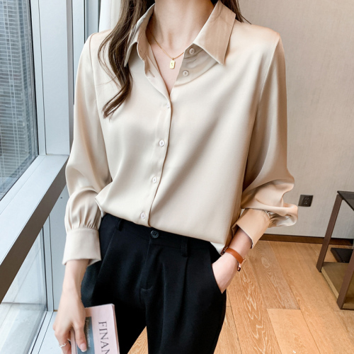 2024 Autumn Style Workplace Mature Style Women's Satin Tops Mercerized Shirts High-end Western-style Small Shirts as Base Layers