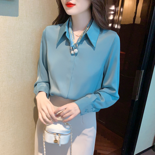 2024 Autumn New Style Dropped Shoulder Sleeve White Shirt LO Business Wear Acetate Satin High-end Top Women's Assembly Tie