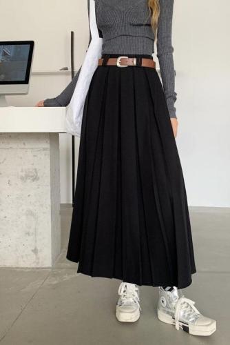 Actual shot ~ 2024 new pleated suit skirt, design long skirt, A-line skirt, trendy women's belt