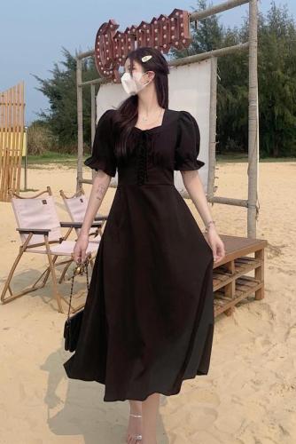 Real shot of retro gentle first love princess dress summer tea break French style elegant lady palace high-end dress