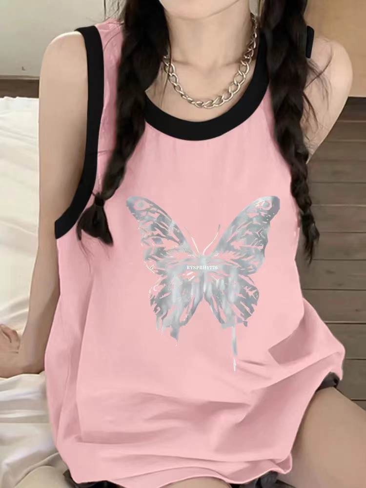 Pink basketball sportswear vest for women dopamine wear sleeveless t-shirt for women