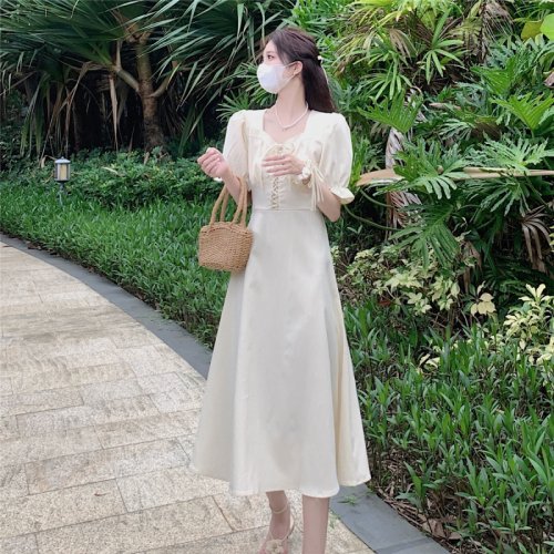 Real shot of retro gentle first love princess dress summer tea break French style elegant lady palace high-end dress