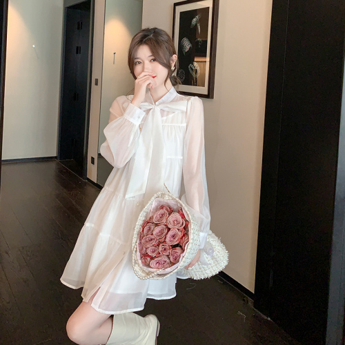 Real shot of retro age-reducing doll collar dress women's two-piece set 2024 niche design a short skirt