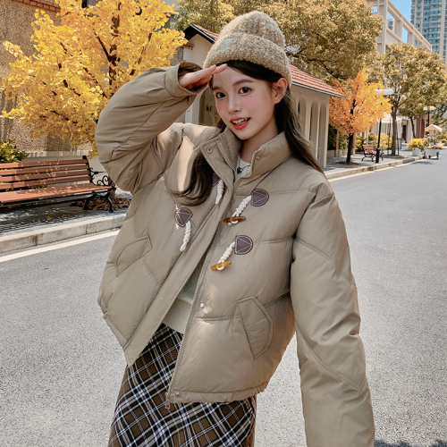 Real shot of down jacket women's short 2024 new Korean style loose fashion glossy stand collar cotton jacket women's trendy jacket