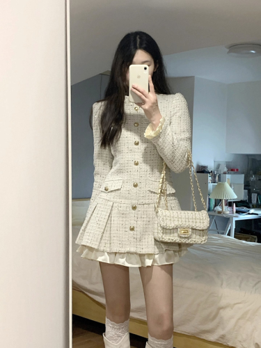 White platycodon French style small fragrant dress for women 2024 spring and autumn new temperament tea tea style chic skirt