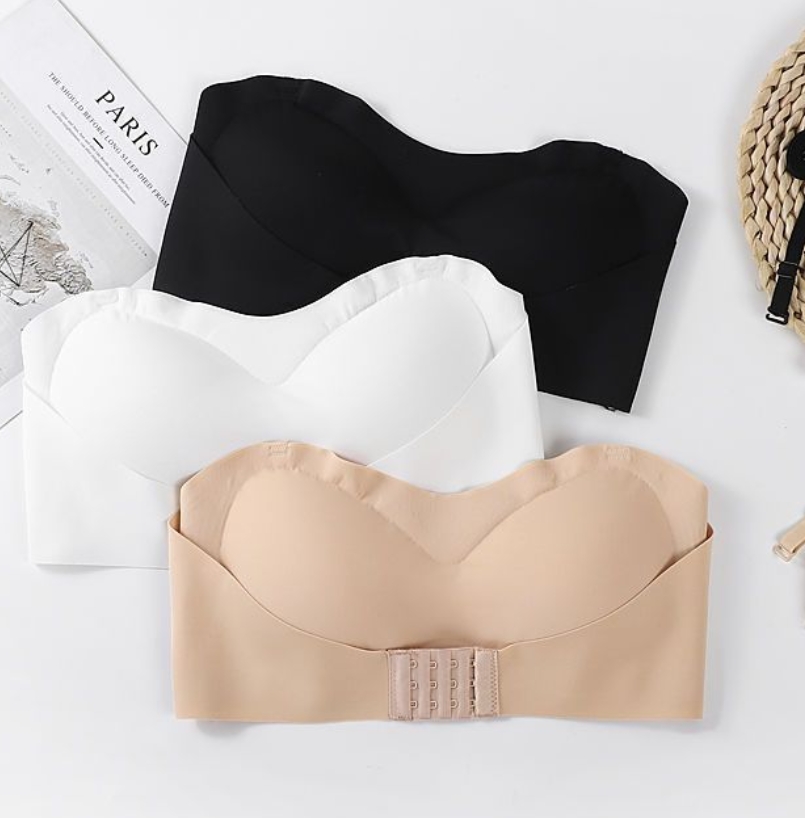 2024 Summer Strapless Tube Bra Women's Seamless Small Breast Anti-Slip Gathering Breathable Secondary Breast Preventing Sagging
