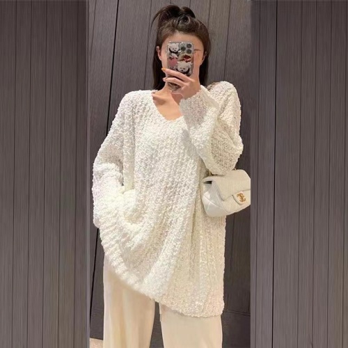 Chic and Sexy Multi-color Atmosphere Sweatshirt 2024 Early Autumn New Arrival V-neck Lazy Style Fashion Knit Top