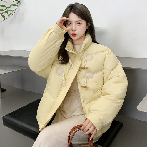 Real shot of down jacket women's short 2024 new Korean style loose fashion glossy stand collar cotton jacket women's trendy jacket