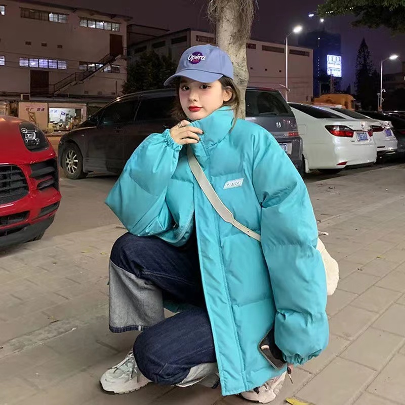 Korean version of Klein Blue Parker cotton jacket for women in winter thickened new cotton jacket ins Hong Kong style cotton jacket trend