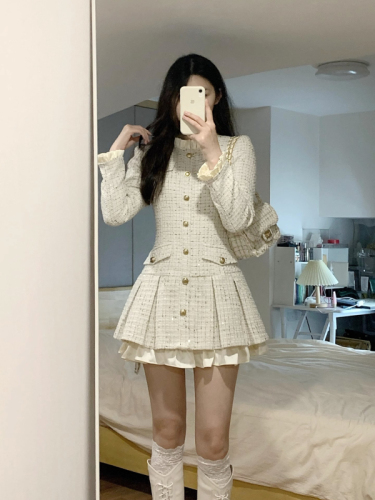 White platycodon French style small fragrant dress for women 2024 spring and autumn new temperament tea tea style chic skirt