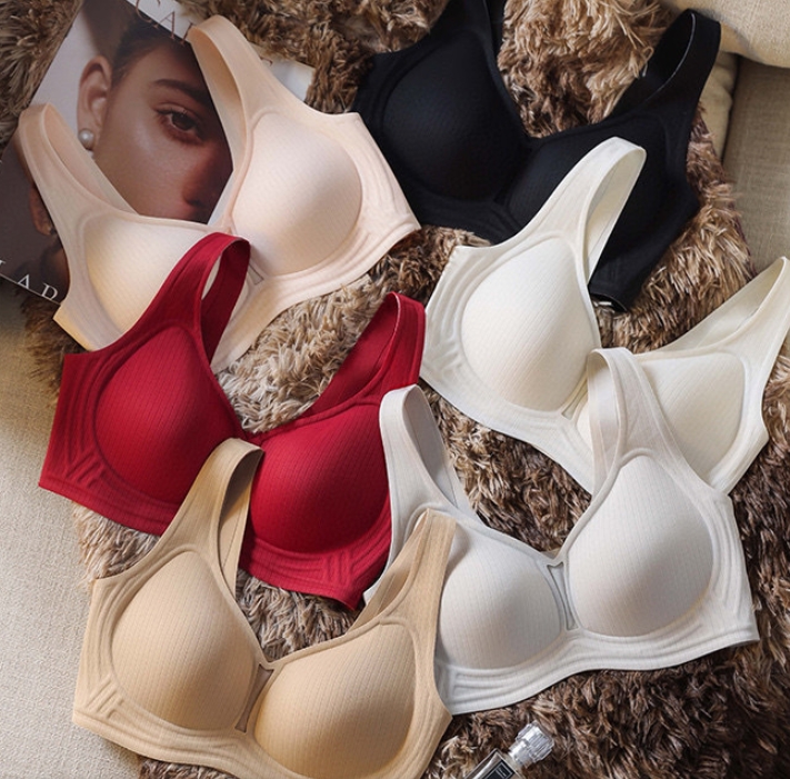 Jelly soft support seamless bra for women with small breasts, push-up, side-cushion, fixed cup, no wire bra