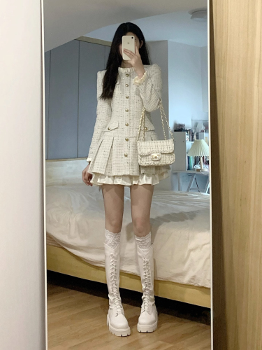 White platycodon French style small fragrant dress for women 2024 spring and autumn new temperament tea tea style chic skirt