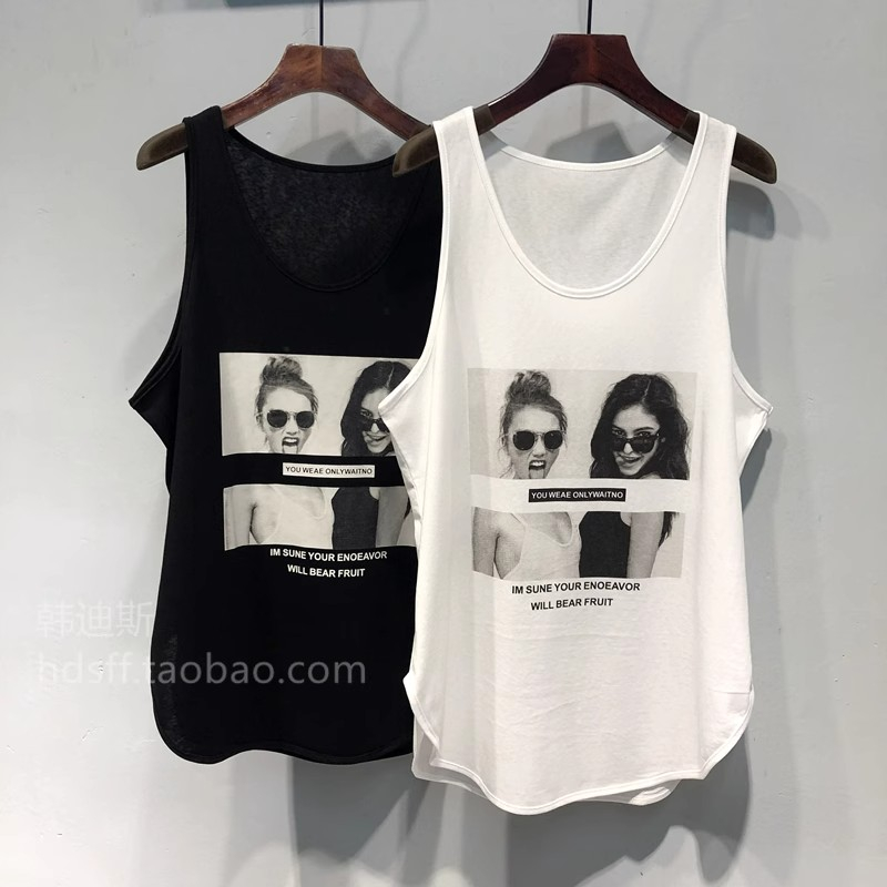 Snowflake cotton 2024 summer dress beauty pattern loose mid-length large round neck leaking clavicle vest for women