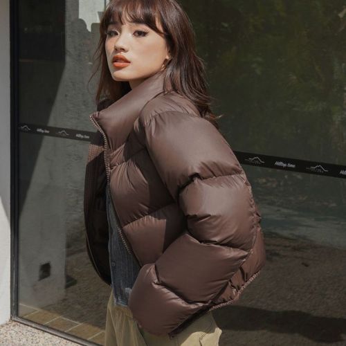 Official photo LEIYU short three-proof thickened down cotton jacket for women with stand-up collar and small person bread suit European and American ins jacket