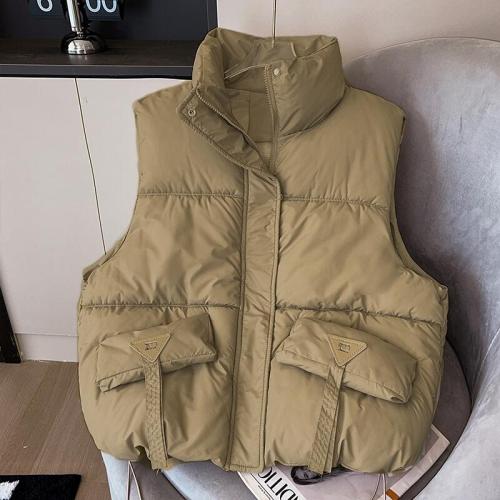 Foreign trade sense streamer down cotton vest for women 2024 autumn and winter new casual layered solid color vest jacket