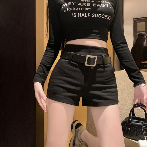 Real shot!  2024 High Waist Sexy Hot Girl Versatile Temperament Slim Fit Casual Short Hot Pants with Belt