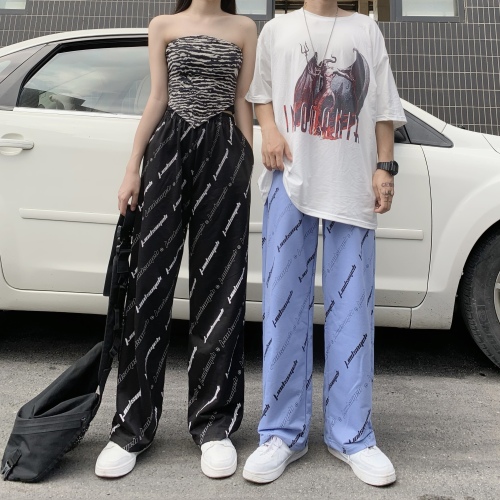 Model real shot #Pants women spring and summer 2024 new ins Harajuku style loose casual thin straight pants wide leg pants