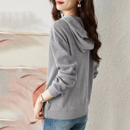 2024 new style this year's popular contrasting color splicing slimming spring and autumn fashionable casual hooded women's all-match sweatshirt