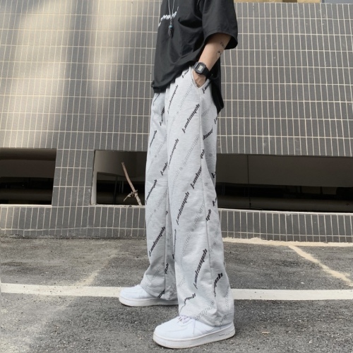 Model real shot #Pants women spring and summer 2024 new ins Harajuku style loose casual thin straight pants wide leg pants