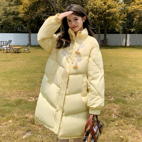 Milky croissant croissant croissant buckle long and short down jacket for women winter short bread coat