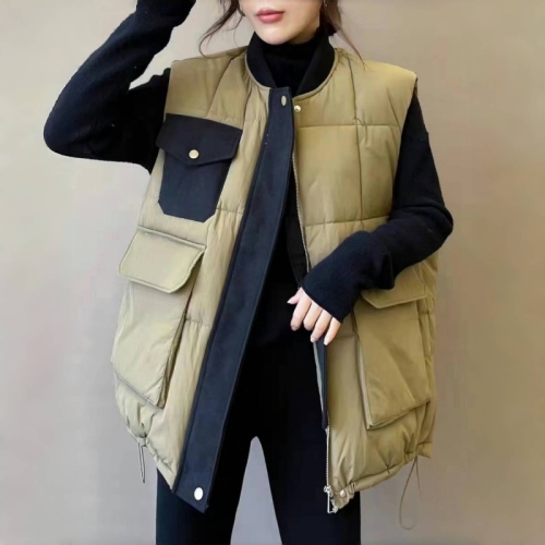 Net picture of down cotton vest for women Korean style autumn and winter loose large size vest short vest coat cotton coat