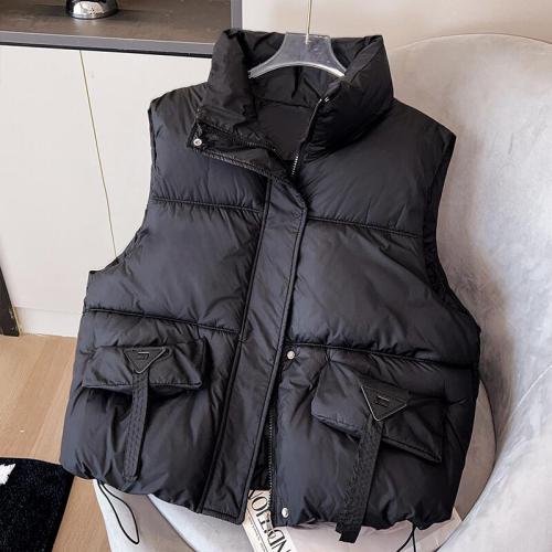 Foreign trade sense streamer down cotton vest for women 2024 autumn and winter new casual layered solid color vest jacket