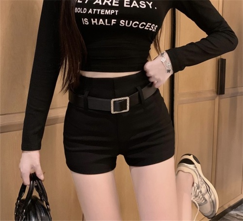 Real shot!  2024 High Waist Sexy Hot Girl Versatile Temperament Slim Fit Casual Short Hot Pants with Belt