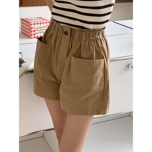 High-waisted bud shorts for women 2024 summer loose slimming A-line wide-leg shorts student sports casual pants