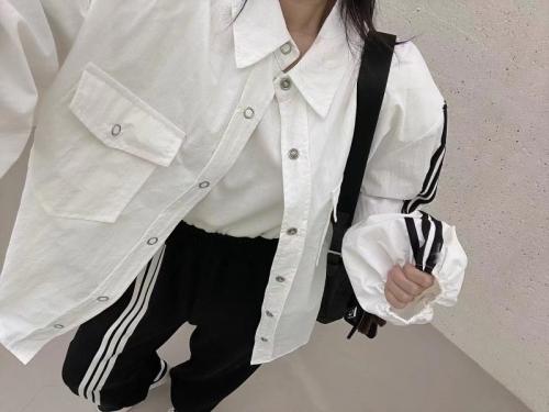 Korea Dongdaemun 24 Spring and Autumn Side Stripe Color Block Jacket