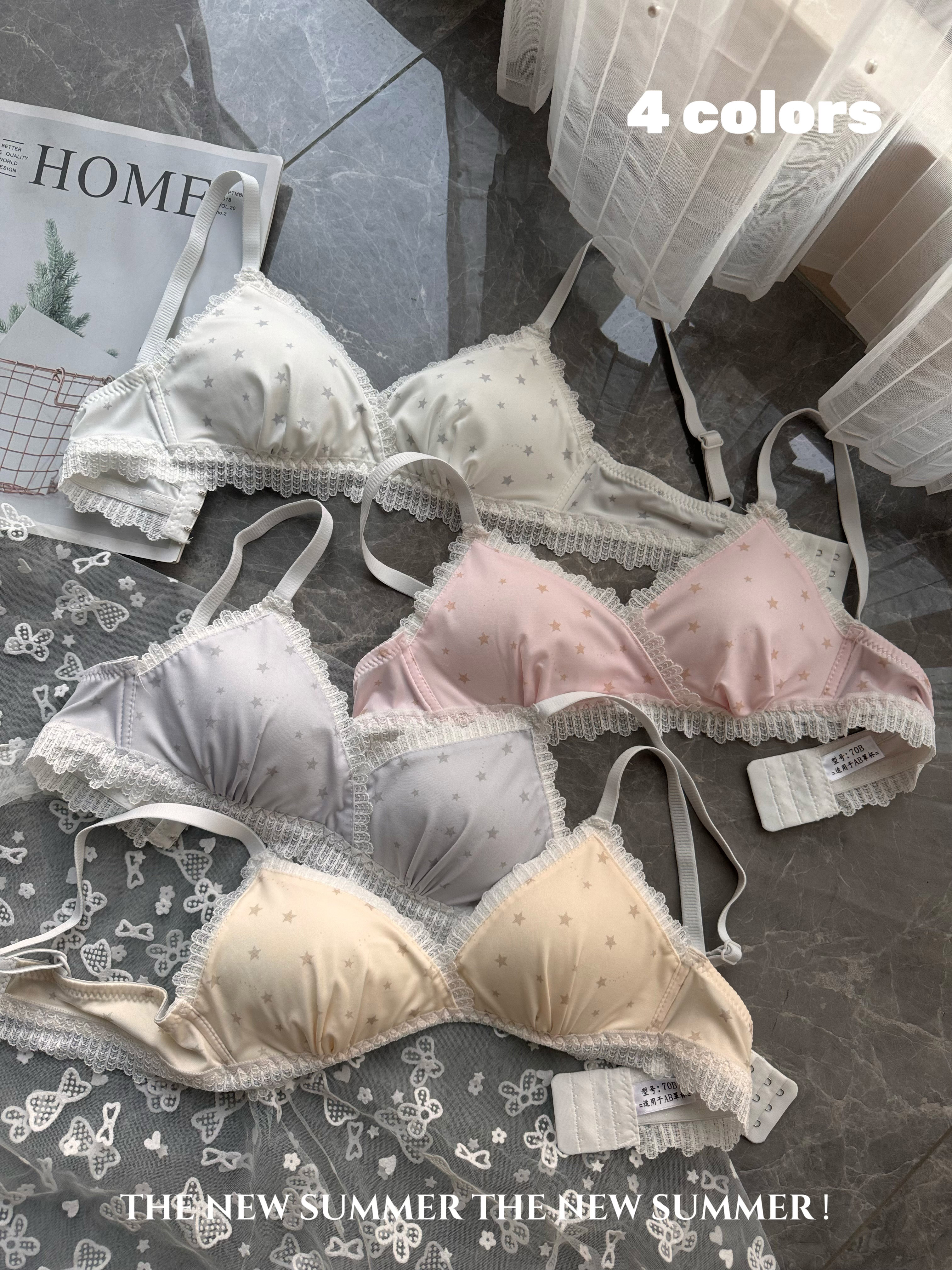 Real shot of lace girl's no-wire sports bra with big breasts and small back, push-up suspender bra