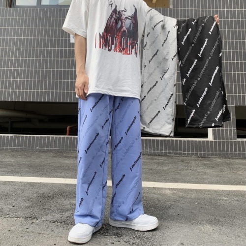 Model real shot #Pants women spring and summer 2024 new ins Harajuku style loose casual thin straight pants wide leg pants