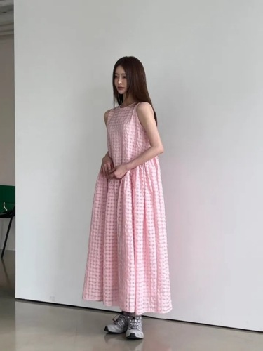 Casual round neck pullover dress sleeveless long dress