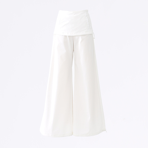 Real shot of new American retro fake two-piece wide-leg pants, adjustable floor-length pants, loose culottes, kangaroo pants, casual pants for women